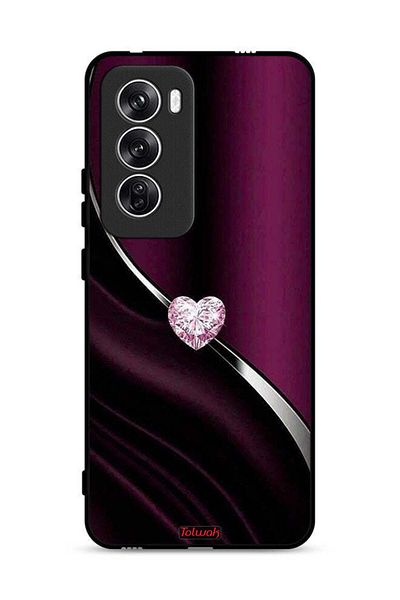 Tolwak غطاء حماية لهاتف Oppo Reno12 5G بتصميم قلب ماسي