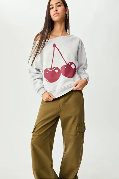 Stradivarius Cherry print sweatshirt