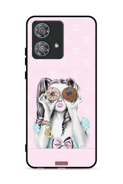 Tolwak Motorola Edge 40 Neo 5G Protective Case Cover Holding Two Donuts