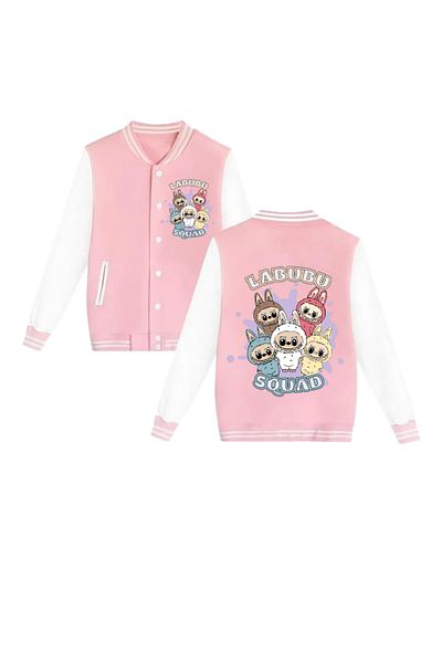 MECH BUTİK Labubu Printed Pink College Jacket