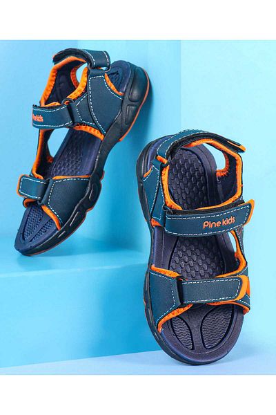 Pine kids Pine Kids Velcro Closure Sandals - Navy & Orange