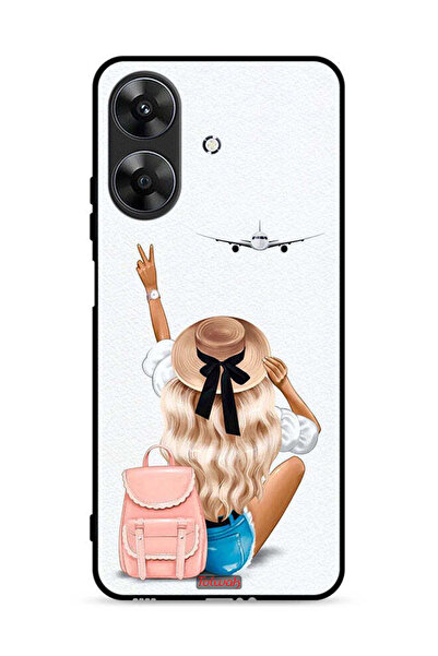 Tolwak غطاء حماية لهاتف Realme Note 60 4G بتصميم فتاة تحب السفر