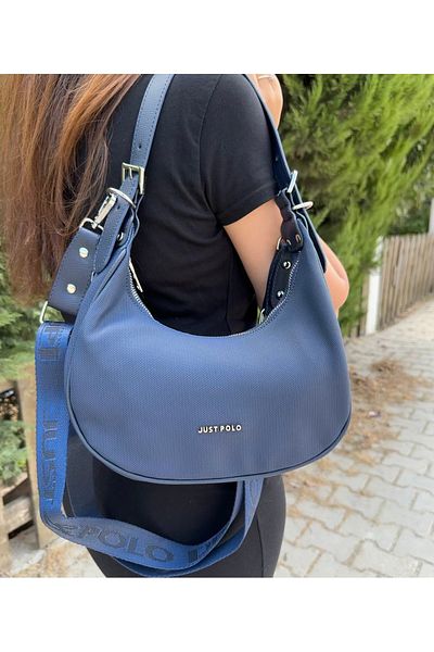 Just Polo Women's Navy Blue New Season Waterproof Hand & Shoulder and Cross Strap Bag Shopper