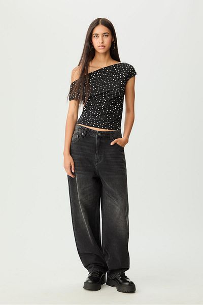 Stradivarius Asymmetric polka dot t-shirt