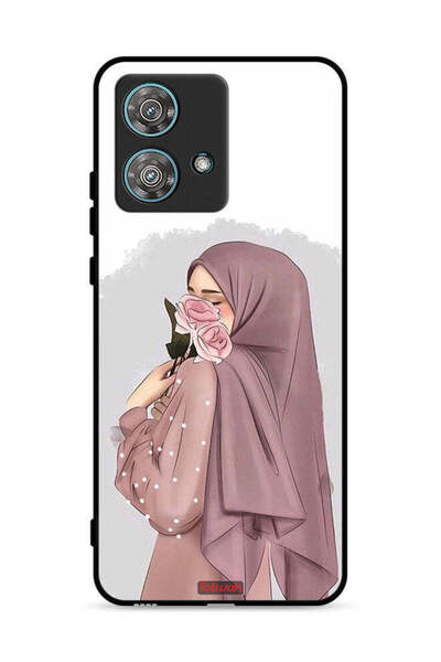 Tolwak غطاء حماية لهاتف موتورولا إيدج 40 نيو 5G برسومات فتاة تحمل ورودًا