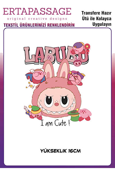 ErTaPassage Labubu 02 Çocuk DTF Transfer Baskı – Ütüyle Yapışan – Tişört İçin...