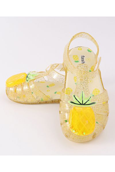SAPS Sandals with Pineapple Applique - Yellow