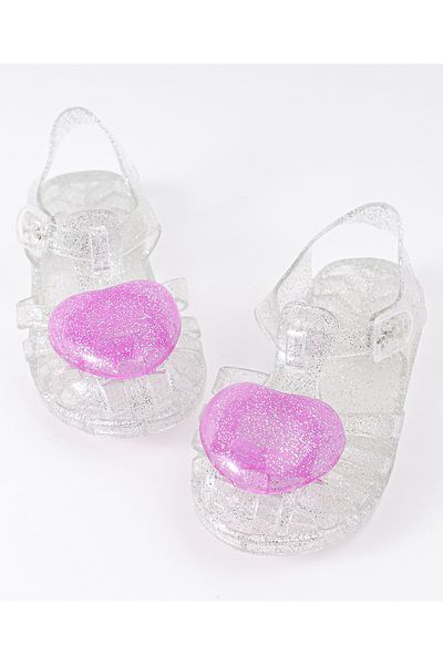 SAPS Glittery Transparent Sandals with Buckle Closure - Light Purple