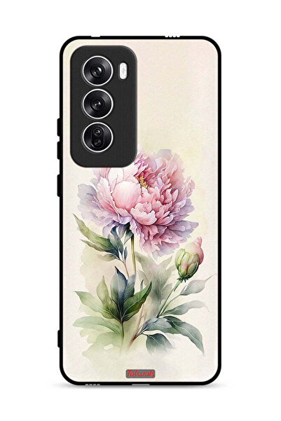 Tolwak غطاء حماية لهاتف Oppo Reno12 5G برسومات فنية بألوان مائية وردية