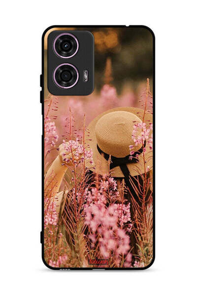 Tolwak غطاء حماية لهاتف موتورولا موتو جي 24 4G بطبعة فتاة قبعة مزينة بالزهور