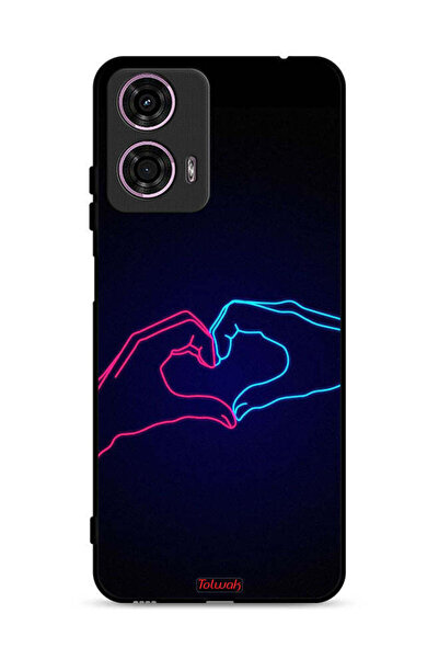 Tolwak Motorola Moto G24 4G Protective Case Cover Touching Hand Making Heart