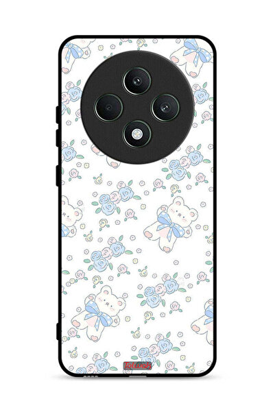 Tolwak غطاء حماية لهاتف Oppo Reno12 F 5G مع رمز دب تيدي لطيف وزهور