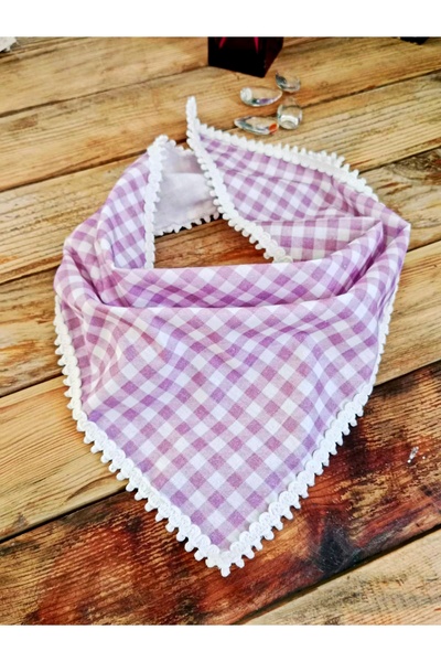 Mufincollection Λιλά λευκό καρό μοτίβο, βαμβακερό μπαντάνα που δένει μόνο τον...