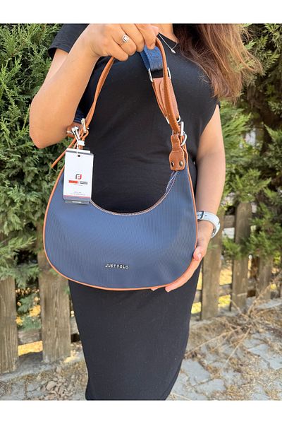 Just Polo Women's Navy Blue Tan New Season Waterproof Hand & Shoulder and Cross Strap Bag Shopper
