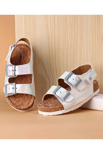 Babyoye Shimmered Velcro Closure Sandals - Silver
