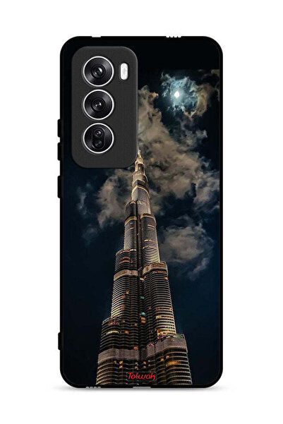 Tolwak غطاء حماية لهاتف Oppo Reno12 5G برج خليفة في الليل