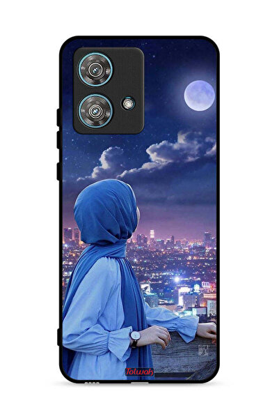 Tolwak غطاء حماية لهاتف موتورولا إيدج 40 نيو 5G، صورة فتاة محجبة تنظر إلى القمر