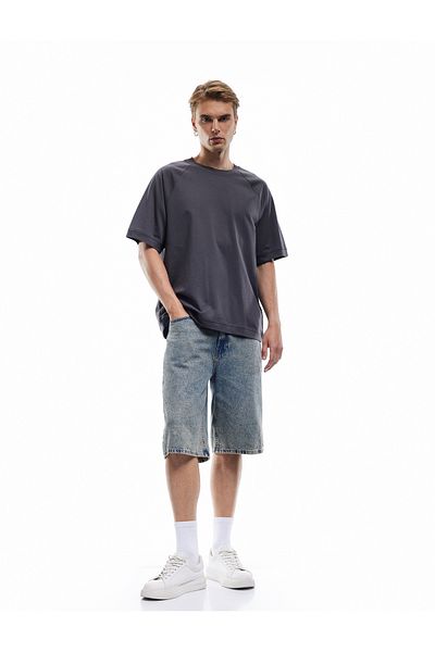 Koton Tricou cu mânecă scurtă din bumbac, cu cusături, cu croiala normală
