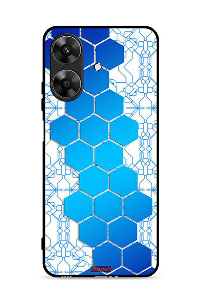 Tolwak غطاء حماية لهاتف Realme Note 60 4G بنمط شبكة أيقونات سداسية الشكل