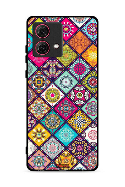 Tolwak غطاء حماية لهاتف موتورولا موتو جي 84 5 جي بنقشة مربعات ماندالا