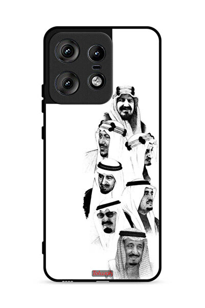 Tolwak غطاء حماية لهاتف موتورولا إيدج 50 برو 5G، فن ملوك السعودية، أبيض وأسود