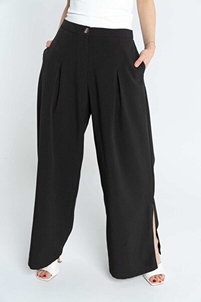 mica بنطلون نسائي واسع سادة مفتوح من الجانبين