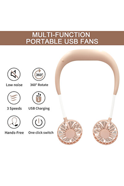 Generic ZY-A1 Wearable Sports Fan – Portable, Rechargeable, Hands-Free Neck Fan Light Pink