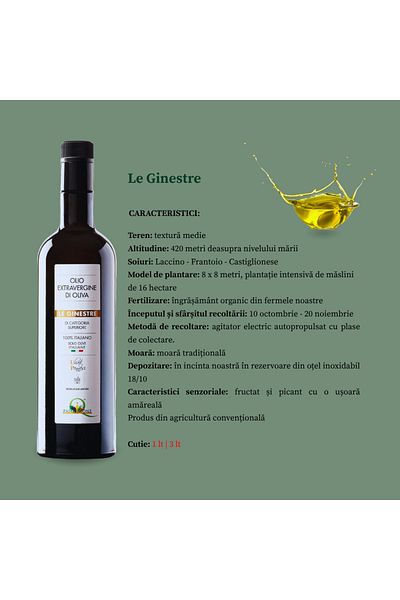Pasqualone Ulei de măsline extravirgin premium, presat la rece, de categorie superioară Le Ginestre (1 L)