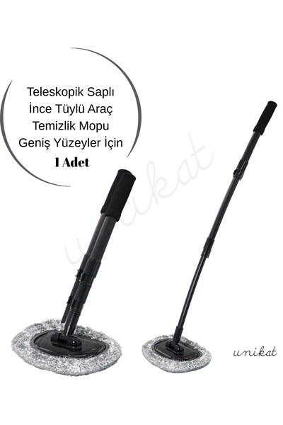 UNIKAT Özel Teleskopik Saplı İnce Tüylü Araç Temizlik Mopu – Siyah