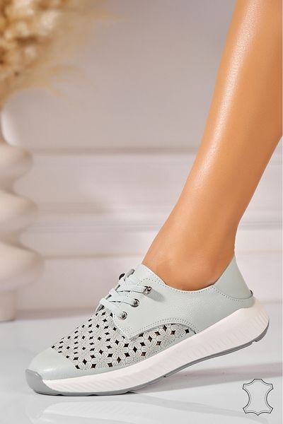 Joana Qiana Turquoise Natural Leather Sneakers