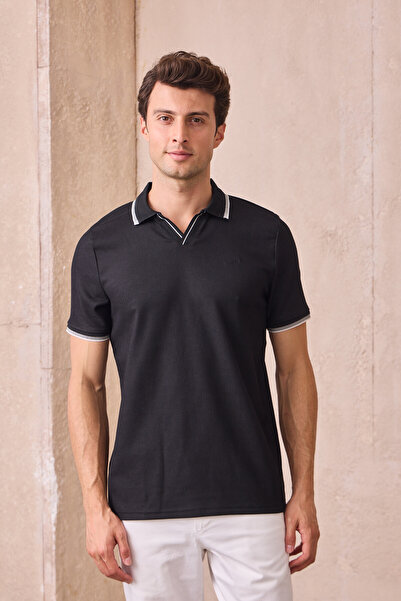 Pietra Paul Men's Non-Shrink Cotton Fabric Slim Fit Slim Fit Polo Neck T-Shirt