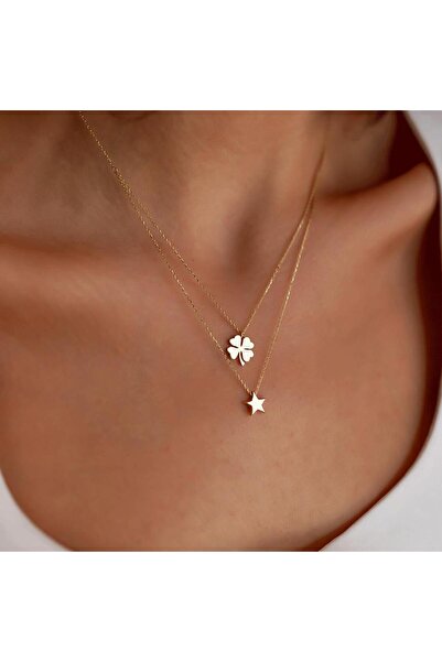 Cherry by Özkonak Yoncalı Yıldızlı İkili Kolye