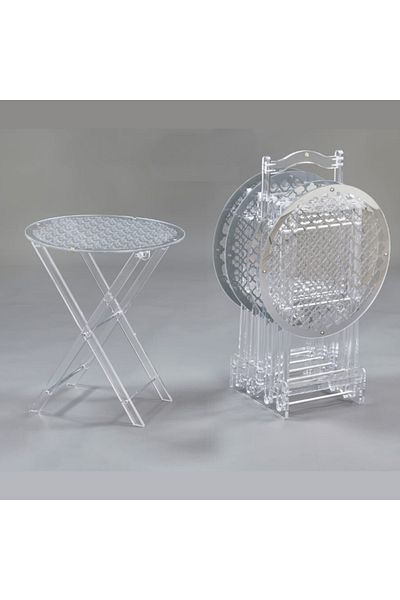 Al Saada Home Acrylic Table Set with Stand (4 Pieces)