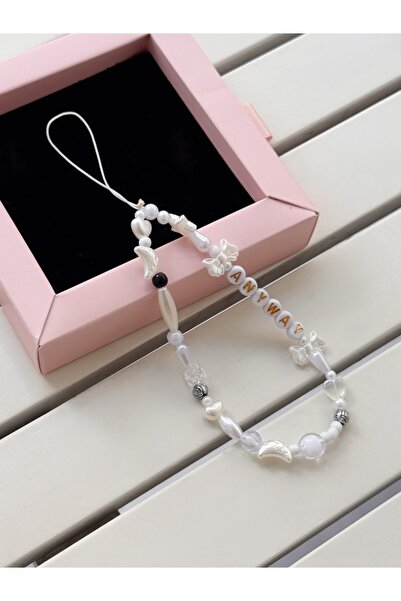 WhimsyWhite في أي حال، سحر الهاتف الأبيض من Y2K، حزام الهاتف على شكل فيونكة، حبل الهاتف على شكل نجمة قلب