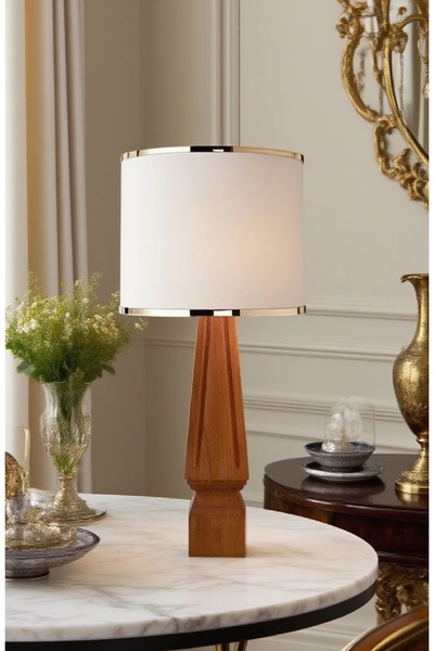 571 Store F Series Wooden Leg Table Lamp Shade Fabric Headboard Night Lamp Lighting