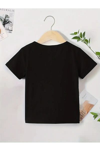 aynewmoda Удобна лятна тениска за момчета, къс ръкав, обло деколте и забавен принт с букви.