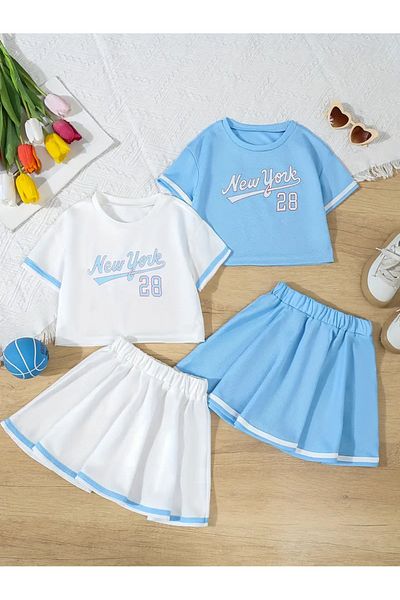 Machetta Tricou cu imprimeu New York 28 pentru fete - Set de 2 fuste