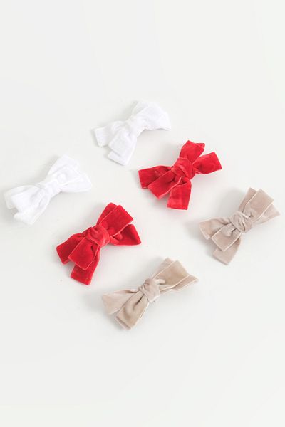 lilico Girl's Red White Beige Colored Clip-On Velvet Buckle