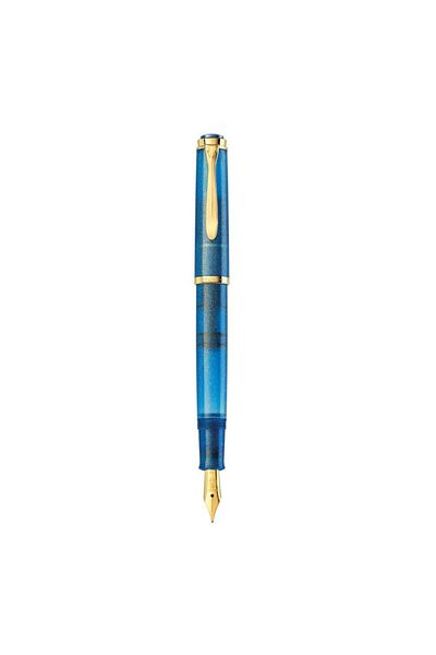 Pelikan Stilou clasic M200 M, placat cu aur, corp cu lapislazuli aurii și sticlă de cerneală cu lapislazuli aurii de 50 ml
