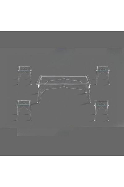 Al Saada Home طقم طاولة قهوة مستطيلة من الأكريليك، 5 قطع