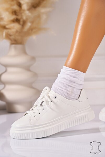 Joana Λευκά αθλητικά παπούτσια Sunnie από γνήσιο δέρμα