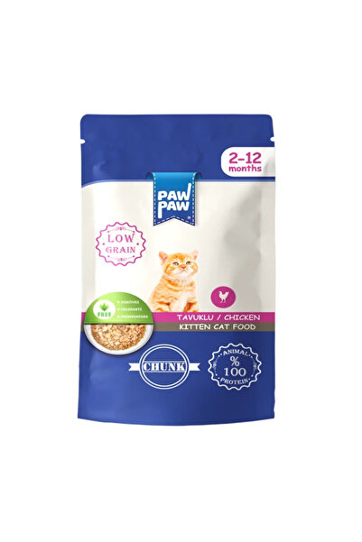 PawPaw hrana umeda pisica junior, cu bucati de pui in sos, 85g, sustine dezvoltarea sanatoasa
