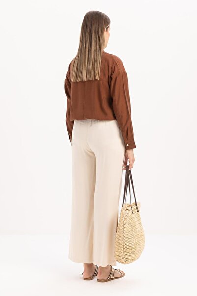 ALLDAY Ecru-Elastic Waist Denim Trousers