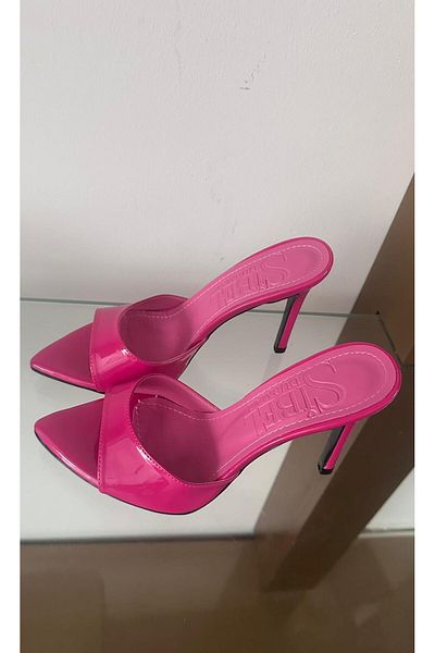 Sibel Shoes Olympos Fuchsia Patent Leather Thin Heel Slippers
