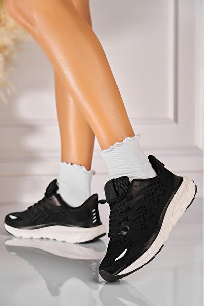 Joana Women's Black Textile Sneakers Yomna2