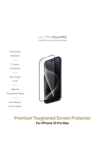 ULTRAGUARD واقي شاشة مقوى عالي الجودة لهاتف iPhone 15 Pro Max