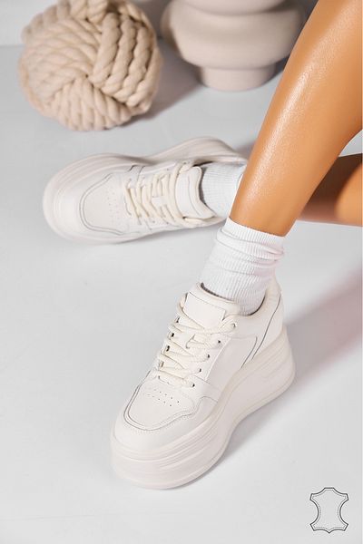 Joana Beige Zamora Natural Leather Sneakers