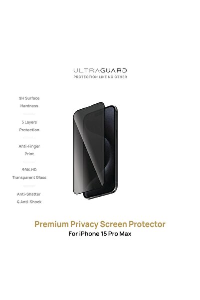 ULTRAGUARD واقي شاشة الخصوصية الفاخر لجهاز iPhone 15 Pro Max