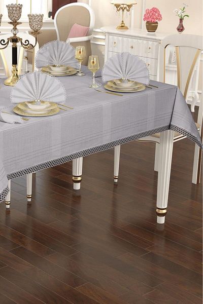 Çeyiz Diyarı Asu 26 Piece Tablecloth Set 160X220 cm Gray