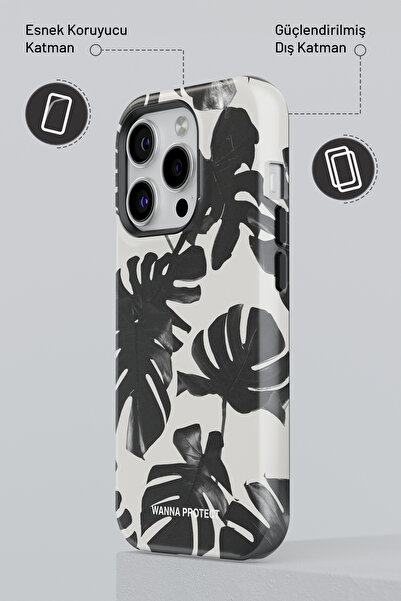 WANNA PROTECT iPhone 11 Çift Katmanlı Darbe Emici Koruma Palm Parlak Superior PROTECT Telefon Kılıfı